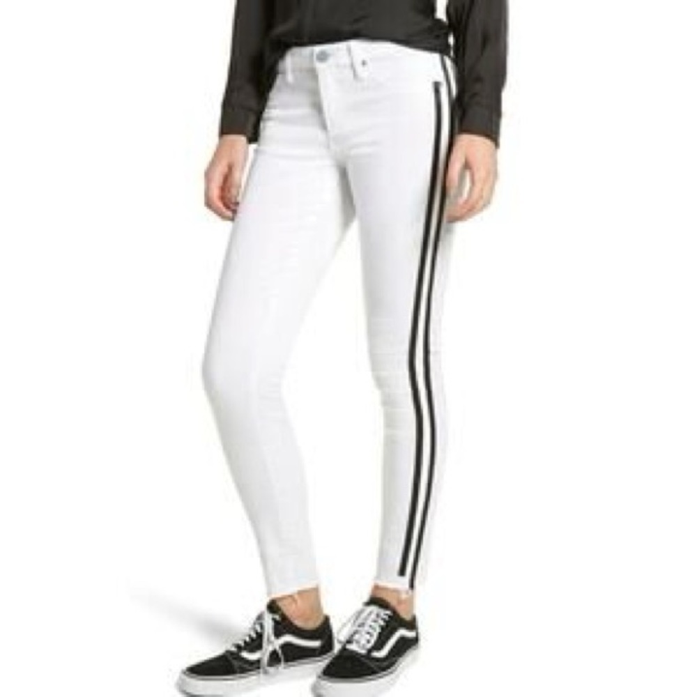 Articles of Society White Denim with Black Accent Stripes